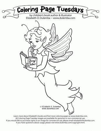 dulemba: Coloring Page Tuesday - Reading Fairy TWO!