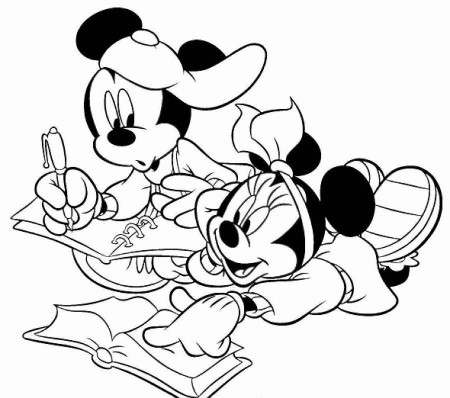 Free Coloring Pages For Kids : Kids Mickey and Minnie Mouse 