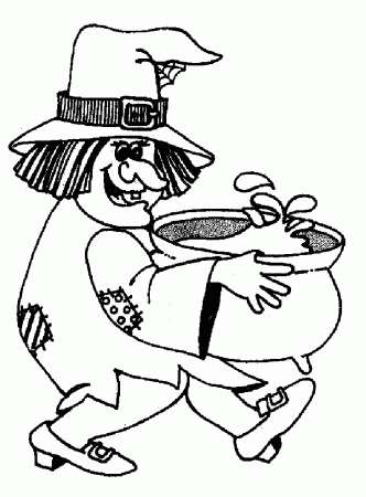 Witch and Caldron of Halloween Coloring Pages – Free Halloween 
