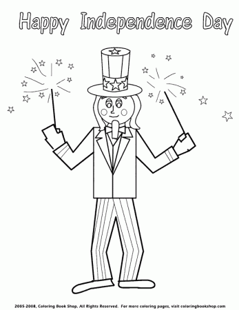 Happy Independence Day printable coloring pages - Uncle Sam with 