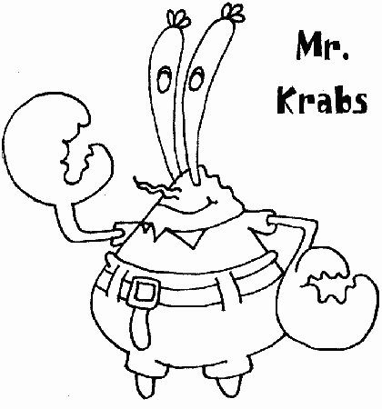 Print Mr Krabs Spongebob Squarepants Coloring Page or Download Mr 