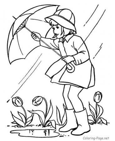 spring coloring page rain edufun print seasonal