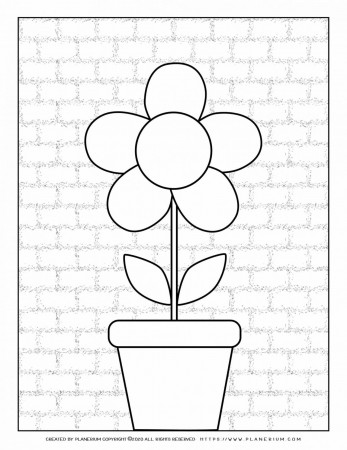 Spring coloring page - Big Flower in a Pot | Planerium