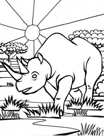 Javan Rhino Coloring Page Wonderful Indonesia | Coloring pages, Coloring  pages for kids, Animal coloring pages