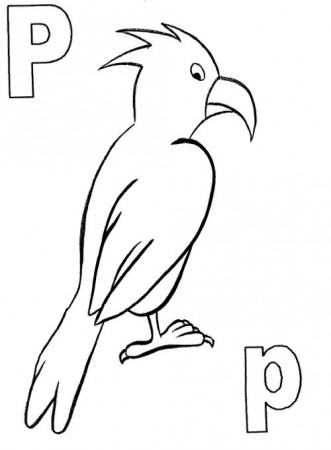 P For Animal Parrot Coloring Pages | Bird coloring pages, Preschool coloring  pages, Coloring pages