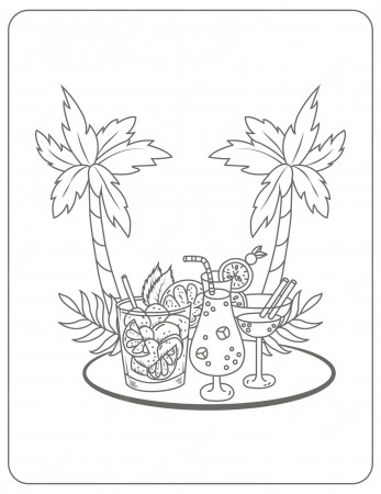 Premium Vector | Summer cocktail coloring page