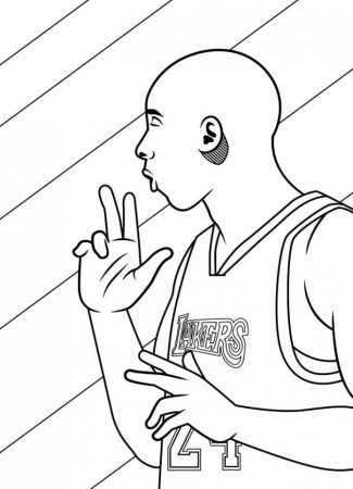 Kobe coloring book in basketball jersey printable and online