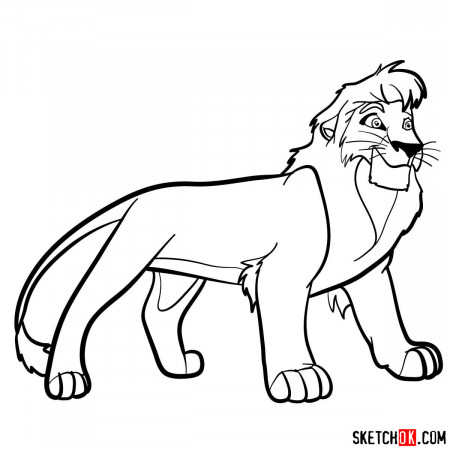 How to draw Kovu | The Lion King - Sketchok easy drawing guides