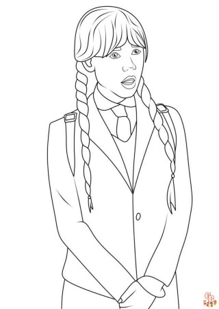 Printable Wednesday Addams Coloring Pages - GBcoloring