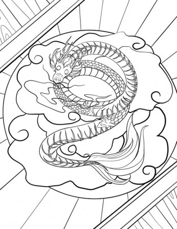 Asian Style Ghost Dragon Printable Coloring Page Adult - Etsy