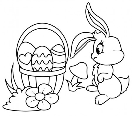 Easter Basket and Bunny Coloring Page - Free Printable Coloring Pages for  Kids