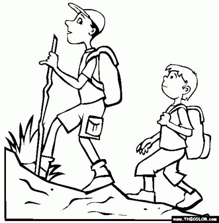 Hiking Coloring Page | Free Hiking Online Coloring