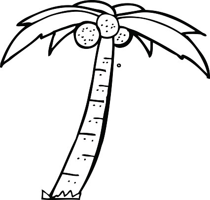 Cartoon Of A Palm Tree Line Clip Art, Vector Images ...