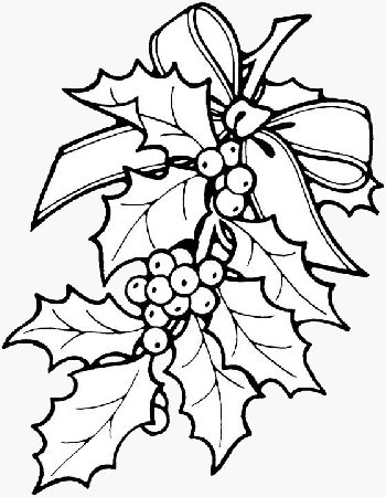 Christmas Holly Coloring Pages 1 | Purple Kitty