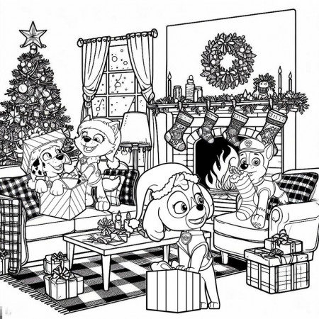 Coloring page Paw Patrol - Christmas : Gifts 1