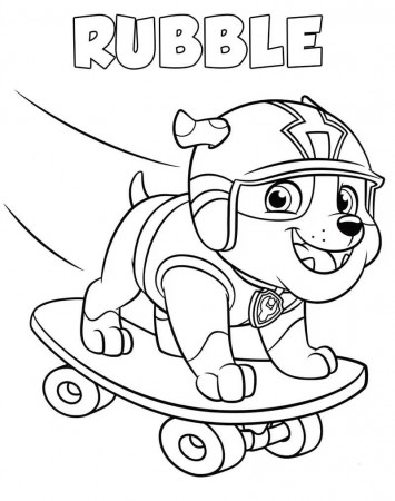 Skateboarding Rubble Coloring Page - Free Printable Coloring Pages for Kids