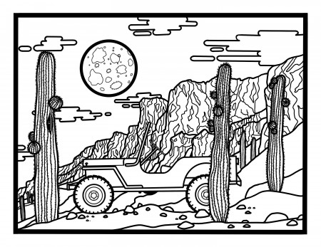 Willys Jeep Coloring Page Little Red Jeep | Etsy Australia