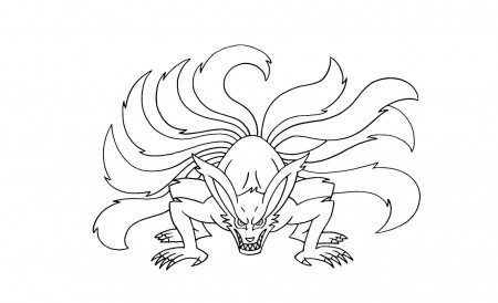 Coloring page The Nine - tailed beast of Kurama Print Free