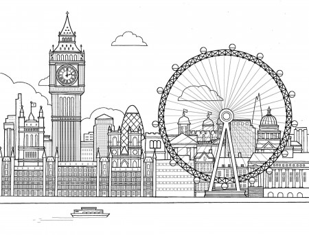the London Eye Coloring Page | Книжка-раскраска, Раскраски, Лондон
