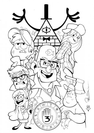 Gravity Falls coloring pages (100 Pieces). Print for free