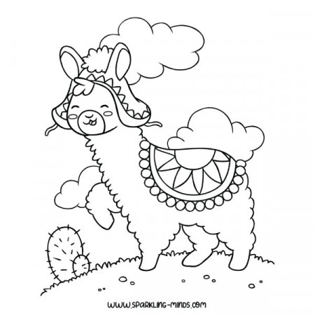 LLAMA Coloring Page for Kids - Sparkling Minds