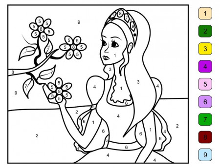 Princess Color by Number Coloring Pages - Free Printable Coloring Pages for  Kids
