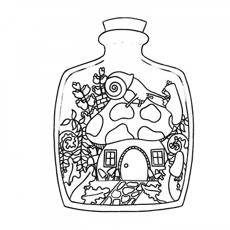 Cute Terrarium Coloring Page ...