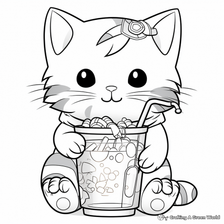 Animals Drinking Boba Coloring Pages ...