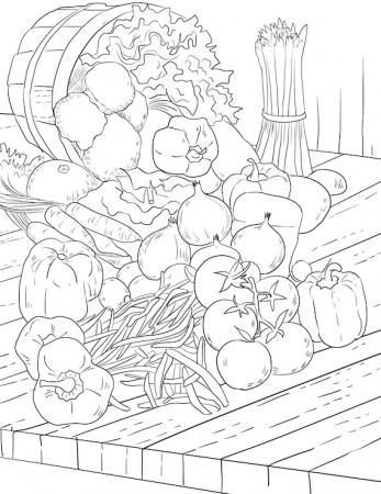 Farm Vegetable Printable Adult Coloring ...