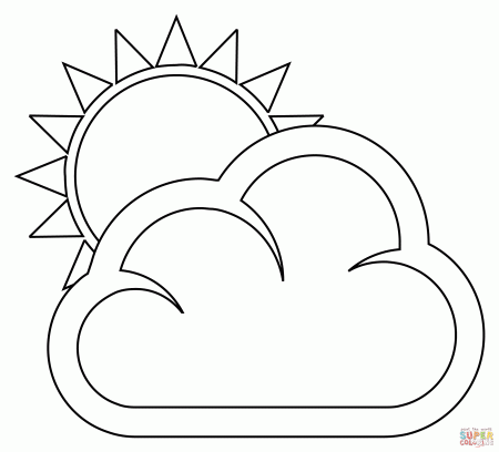 Sun Behind Cloud coloring page | Free Printable Coloring Pages