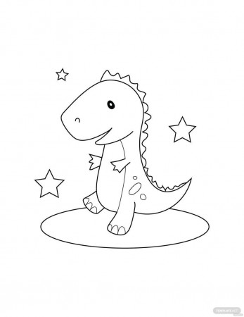 Cute Dinosaur Coloring Page - EPS, Illustrator, JPG, PNG, PDF, SVG |  Template.net
