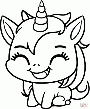Cute Smiling Unicorn coloring page | Free Printable Coloring Pages