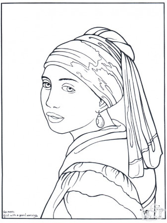 Girl with a Pearl Earring by Vermeer Coloring Page
