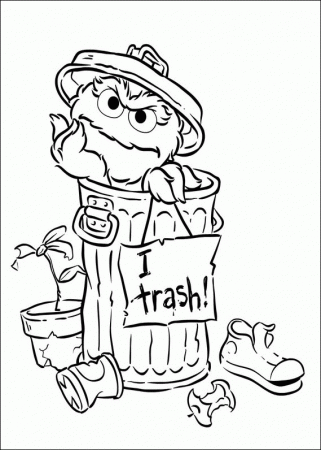 Animations A 2 Z - Coloring pages of Oscar the grouch- Sesame street