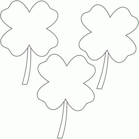 Four Leaf Clovers (3 clovers) - Coloring Page (St. Patrick's Day)