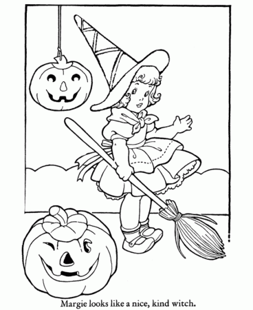 Halloween Costume Coloring Page - Kind Witch costume - Free 