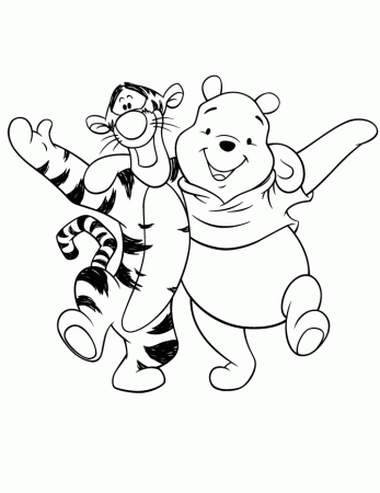 Cartoon Tigger And Pooh Best Friends Coloring Page | HM Coloring Pages