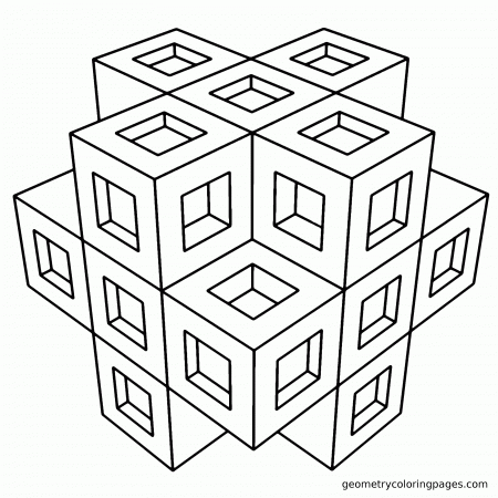 3d coloring pages coloring pages. printable. 3d geometric coloring ...