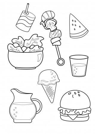 Premium Vector | Coloring pages for kids a4 page food theme