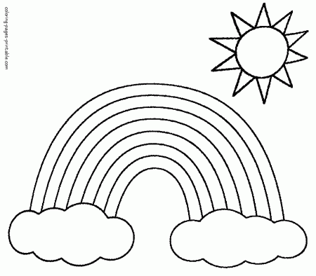 Sun, rainbow and clouds coloring pages of nature || COLORING-PAGES -PRINTABLE.COM