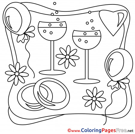 Champagne free Wedding Coloring Page for Kids