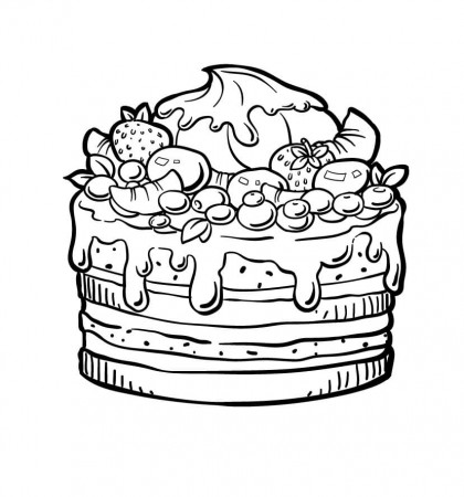 Big Cake Coloring Page - Free Printable Coloring Pages for Kids