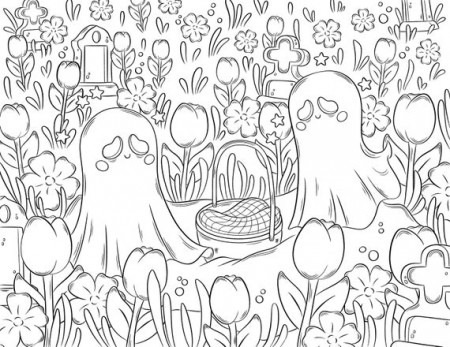 Ghost Picnic Halloween Coloring Page ...