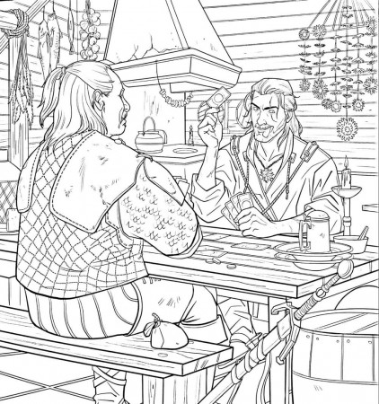 Geralt Playing Cards Coloring Page - Free Printable Coloring Pages for Kids