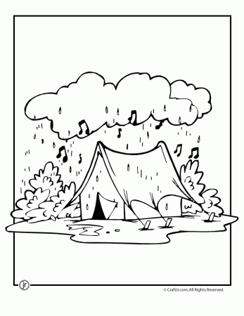 Camping Coloring Pages Rainy Day Camping Coloring Page – Craft Jr. |  Camping coloring pages, Coloring pages, Rainy day activities