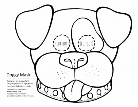 Doggy Mask free printable colouring page by Crystal Salamon