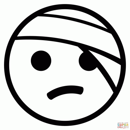 Face with Head Bandage Emoji coloring page | Free Printable Coloring Pages