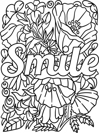 Smile Motivational Quote Coloring Page for Adults 7066869 Vector Art at  Vecteezy