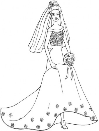 barbie wedding colouring pages - Clip Art Library