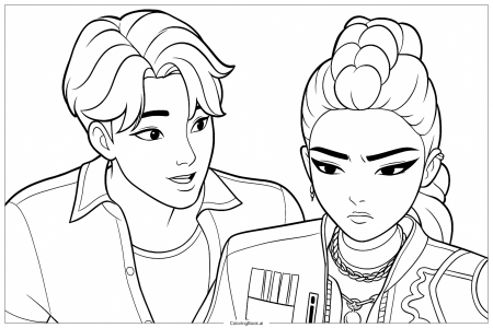 Jinu and Rumi Coloring Page (Free PDF&PNG Printable)
